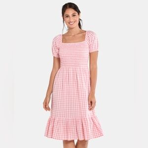 Womens Mommy And Me Gingham Poplin Tiered Dress - pink